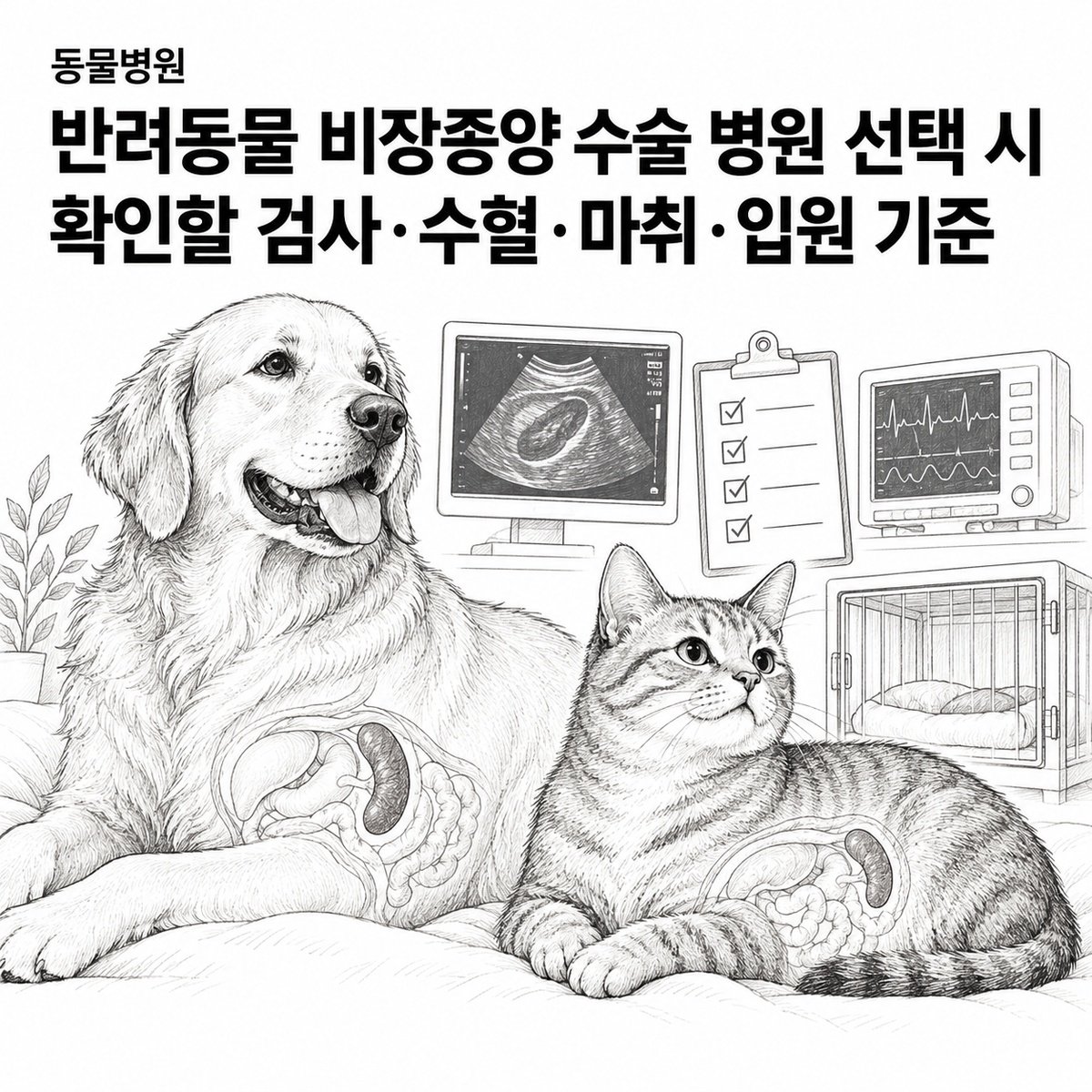 인천 동물병원 반려동물 비장종양 수술 병원을 고를 때 확인할 검사·수혈·마취·입원 관리 기준 핵심 정보 이미지